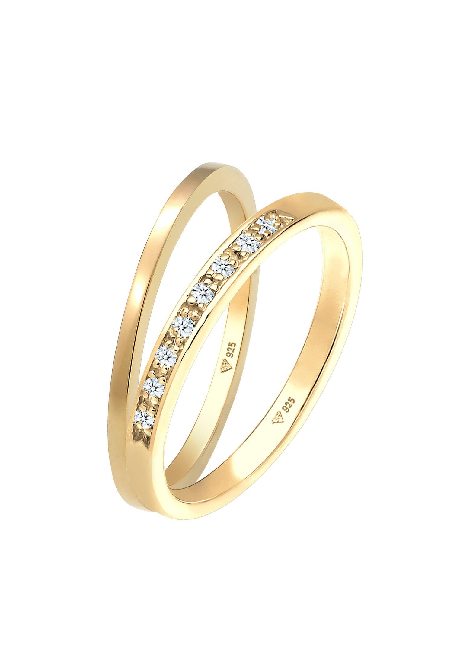 Elli  Ring Basic Memoire Diamant (0.04 Ct) 2Er Set 925 Silber 