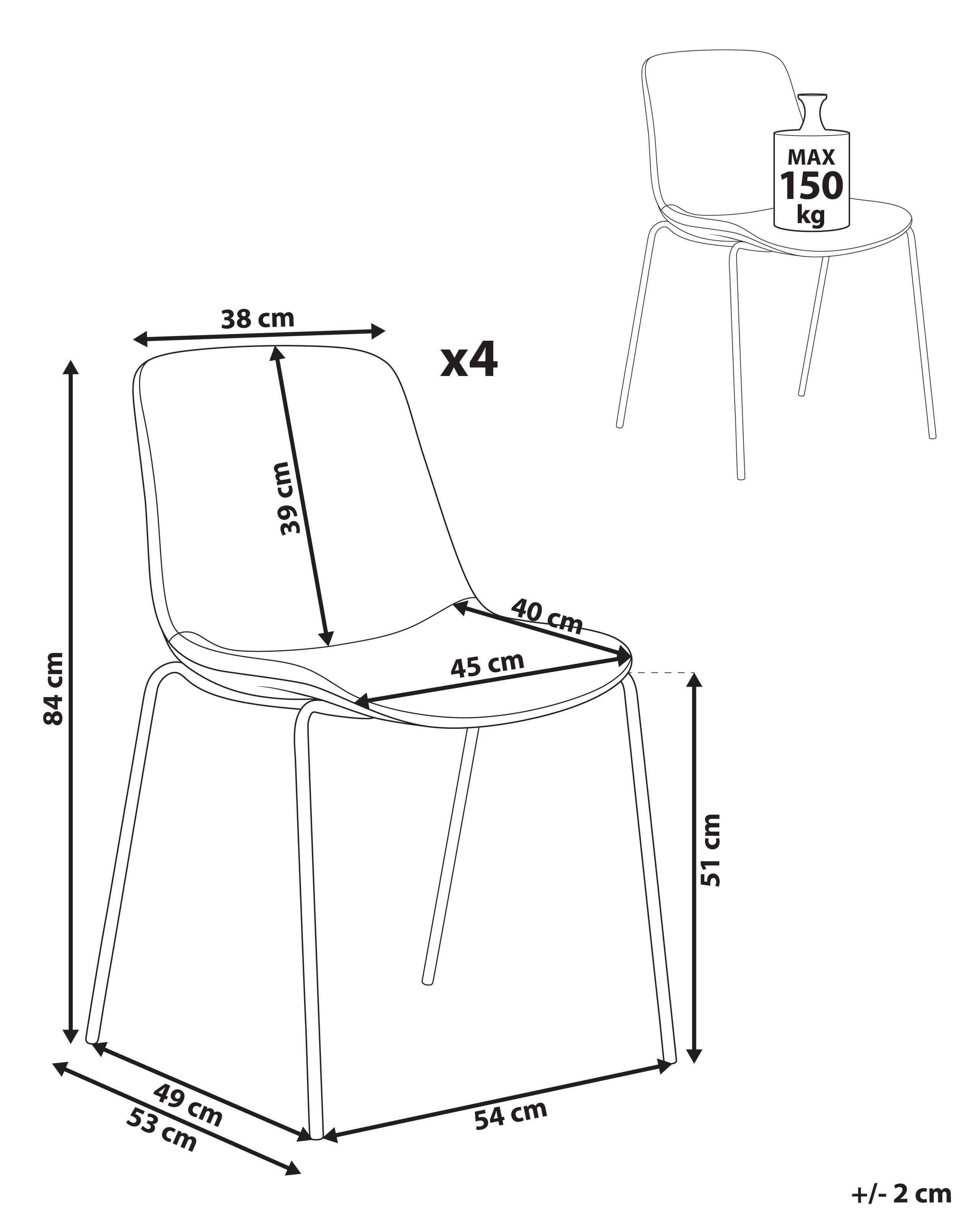 Beliani Lot de 4 chaises de salle à manger en Tissu Moderne TILLER  