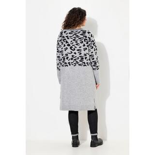 Ulla Popken  Cardigan lungo con design leopardato, scollo a V e maniche lunghe 