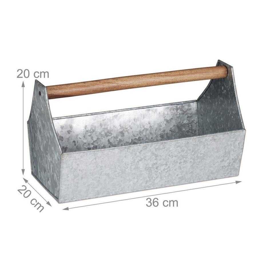 Northix Blumenkasten aus Zink mit Holzgriff  