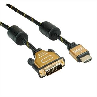 Roline  ROLINE 11.88.5893 câble vidéo et adaptateur 5 m DVI-D HDMI Type A (Standard) Noir, Or 