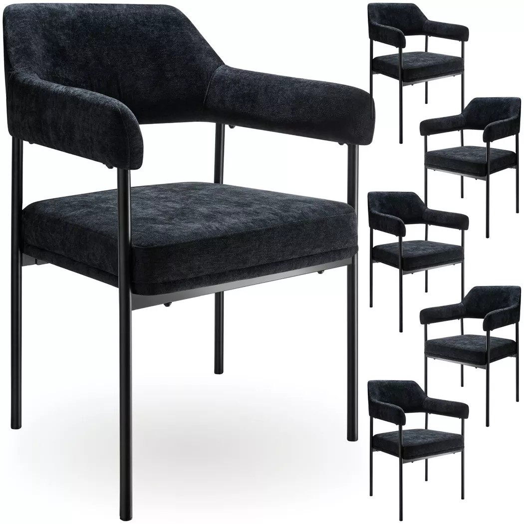 Tectake - Fauteuil DOÉ rembourré, 6 Stück, Noir