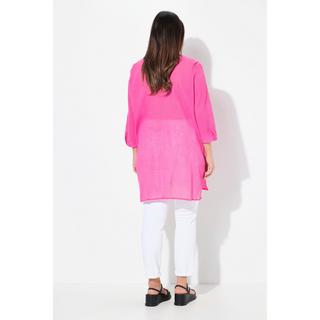 Ulla Popken Blusa lunga in crêpe Collo alto Scollo a V Maniche 3/4  