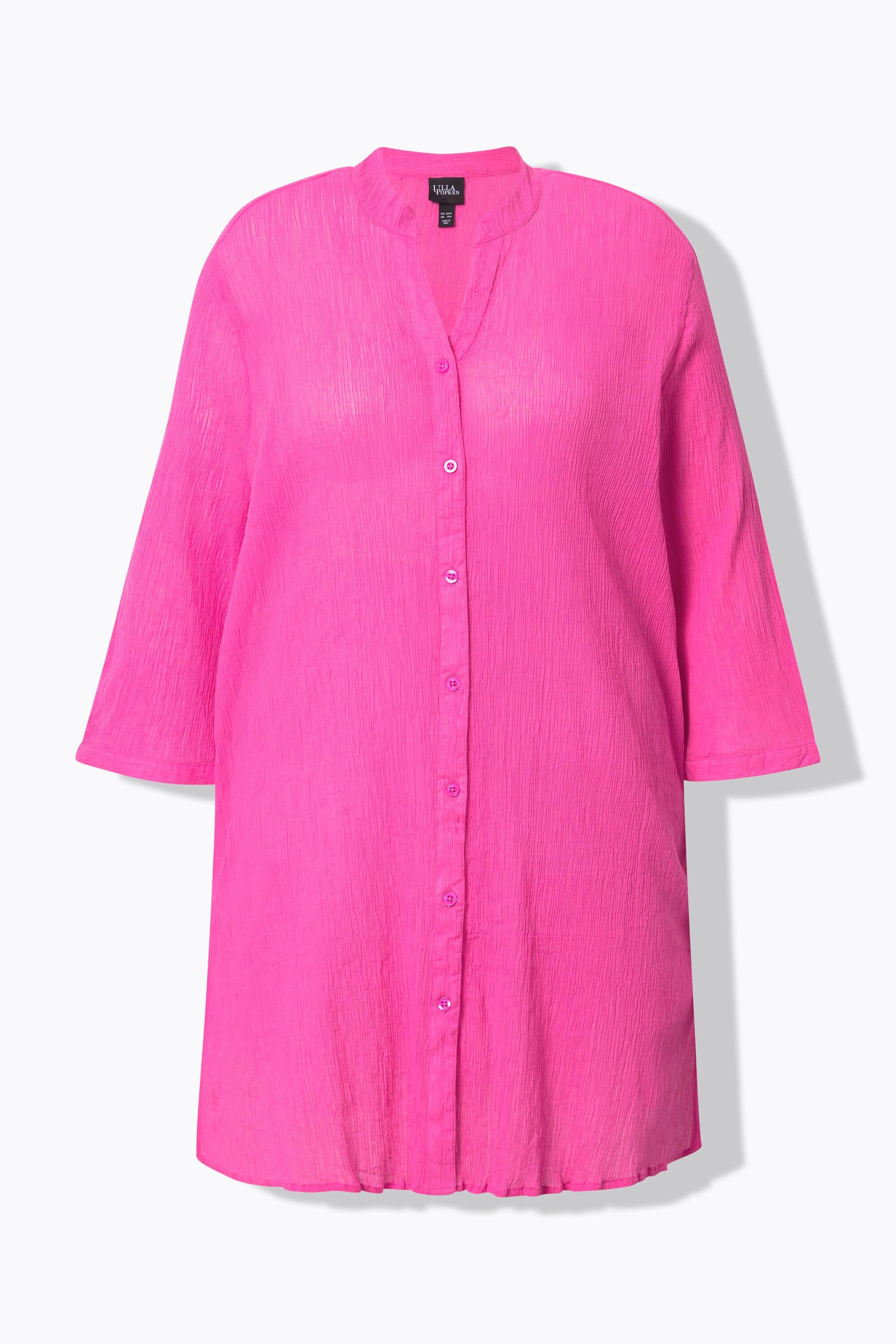 Ulla Popken Blusa lunga in crêpe Collo alto Scollo a V Maniche 3/4  