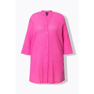 Ulla Popken Blusa lunga in crêpe Collo alto Scollo a V Maniche 3/4  