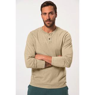 JP1880  Langarm-Henley, Rundhals mit Knopfleiste 