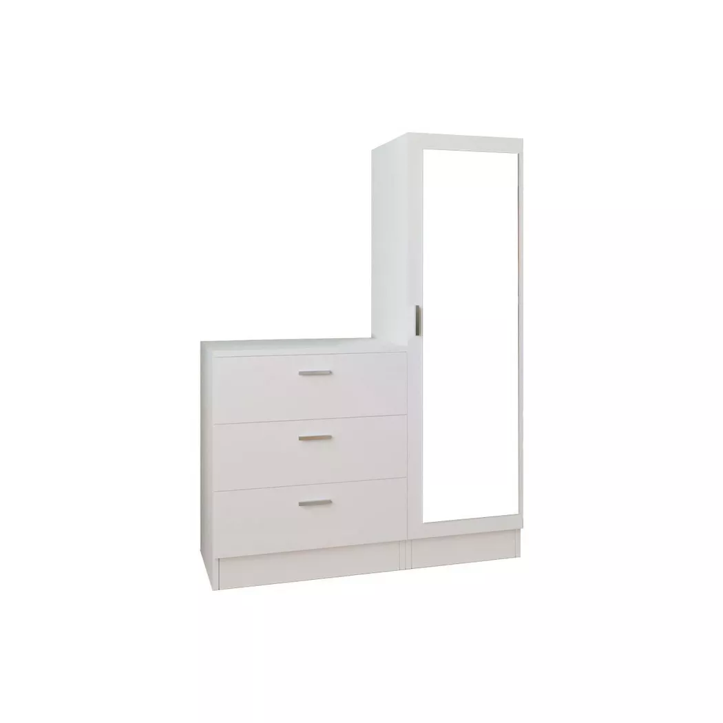 Pascal Morabito - Commode 3 tiroirs avec armoire et miroir - Blanc - vitorio