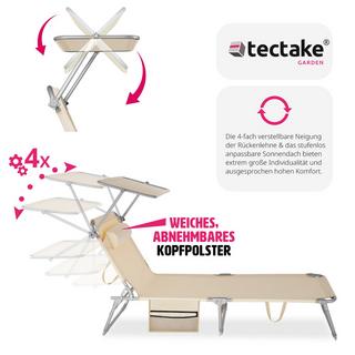 Tectake Set di 2 sdraio Chloé 4 posizioni con cuscino poggiatesta  