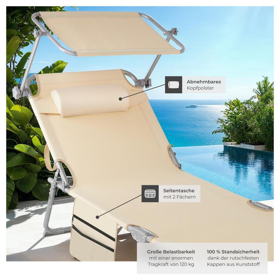 Tectake Lot de 2 bains de soleil CHLOÉ pliable  