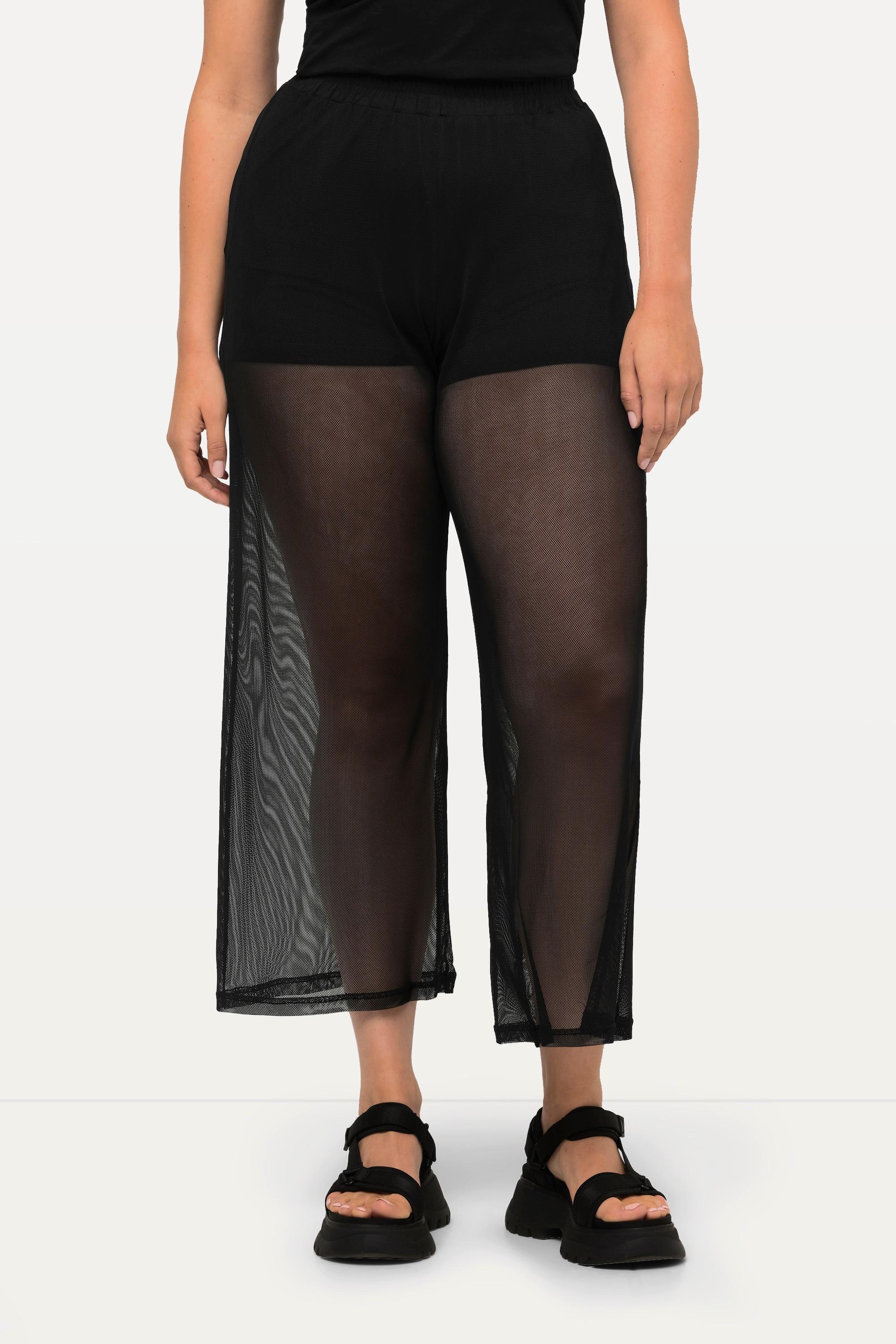 Ulla Popken  Mesh-Hose, transparent, weites Bein, Elastikbund 