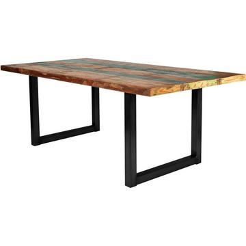 Tavolo 160x85 cm - legno di recupero colorato - acciaio nero