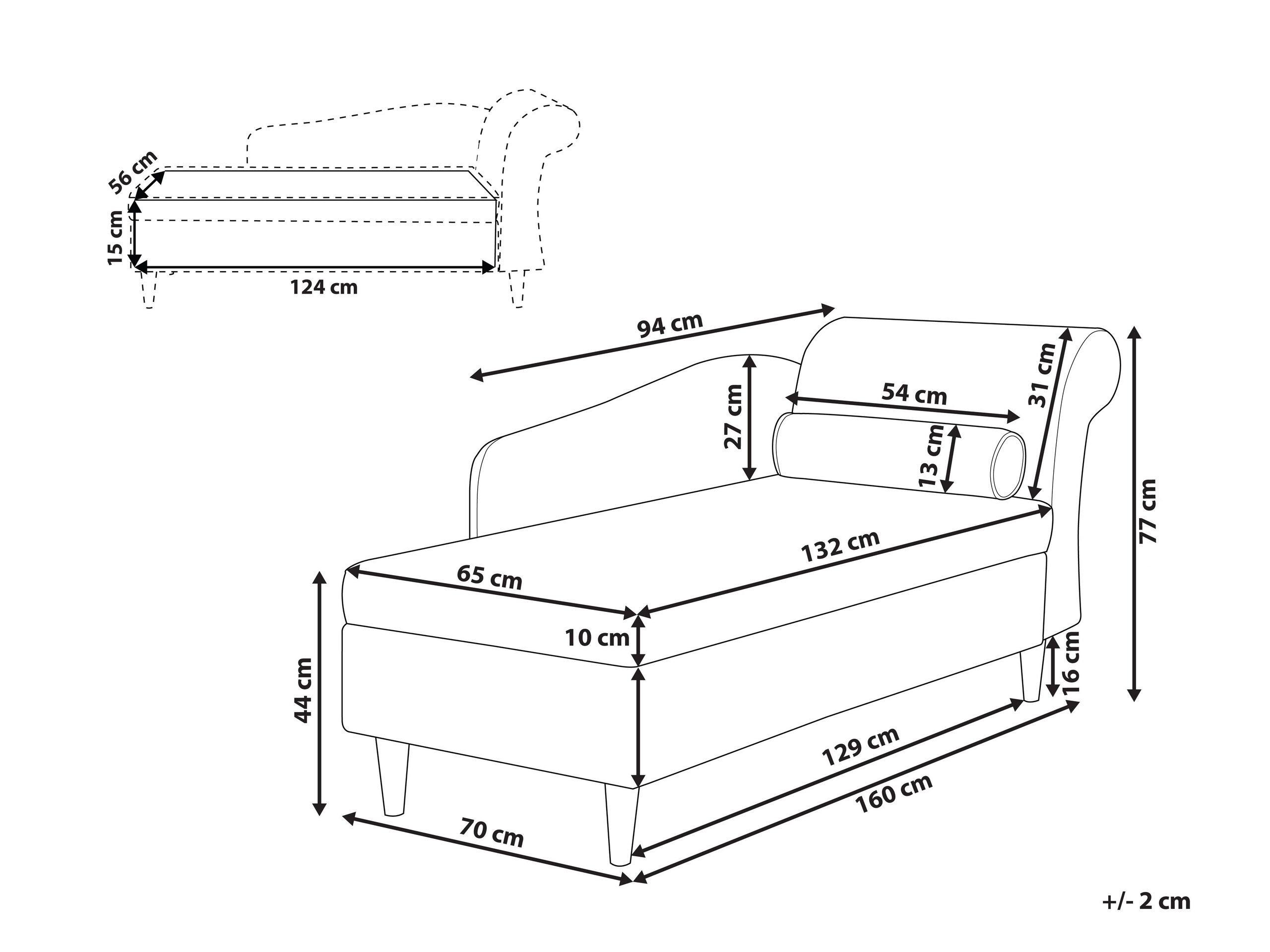 Beliani Chaise longue versione destra en Velluto Glamour LUIRO  