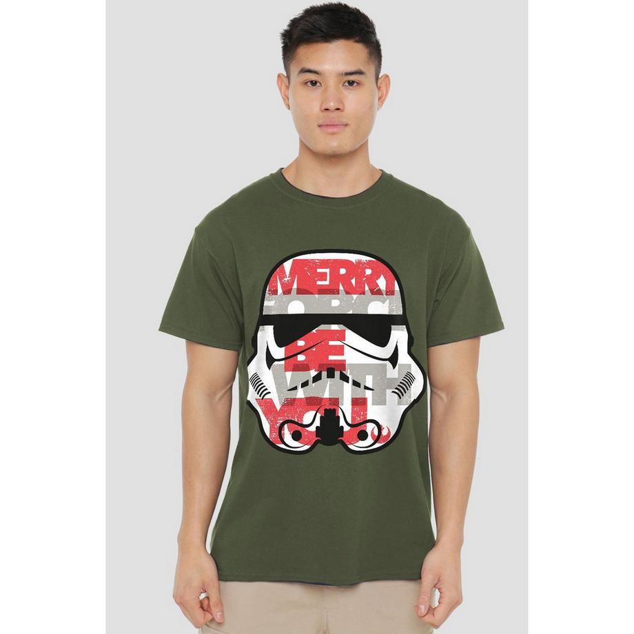 STAR WARS Merry Force Be With You Weihnachtliches Design T-Shirt  