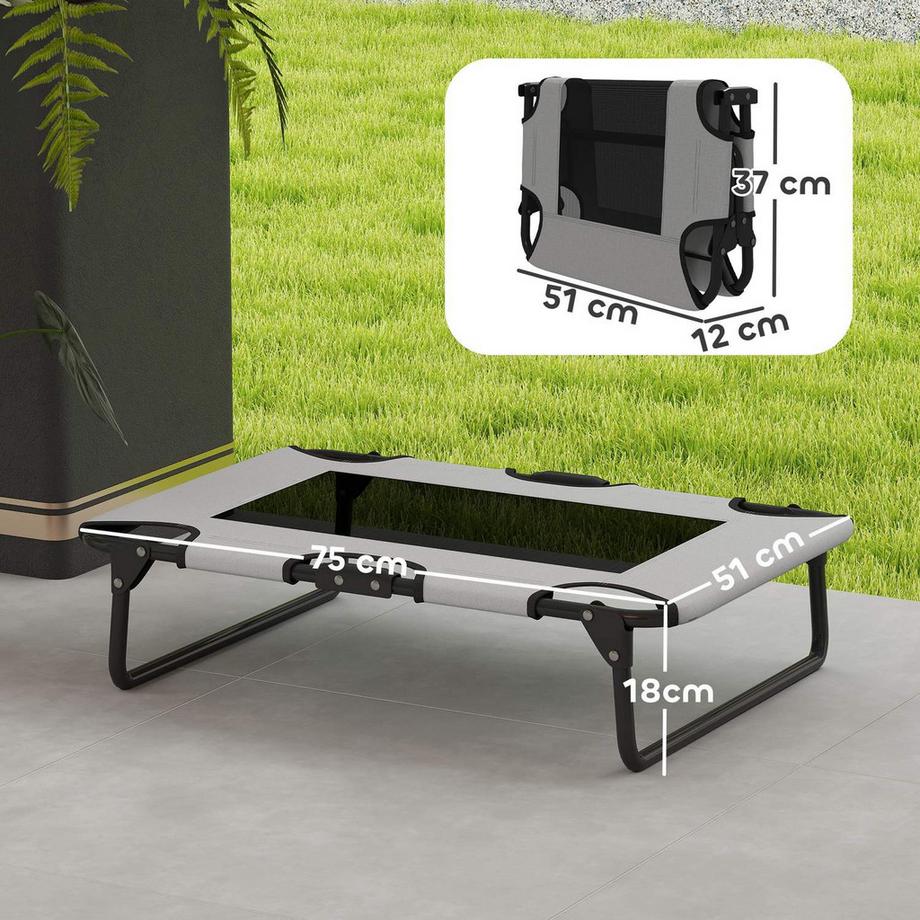 Northio  Cuccia per Cani Rialzata Cuccia Pieghevole per Animali Domestici Lettino per Cani da Esterno con Design a Rete Traspirante per Cani di Piccola e Media Taglia Oxford Grigio Chiaro 75 x 51 x 18 cm | 