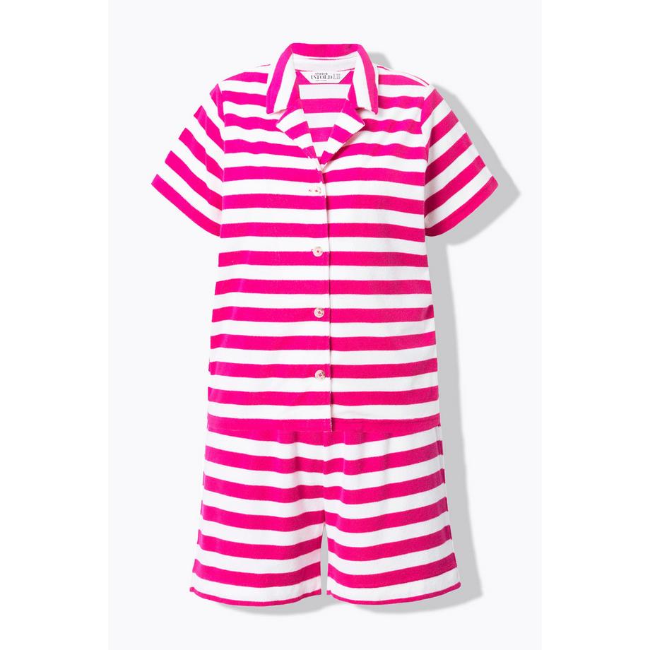 Studio Untold Pyjama Court Deux Pièces Rayé en Tissu Éponge  
