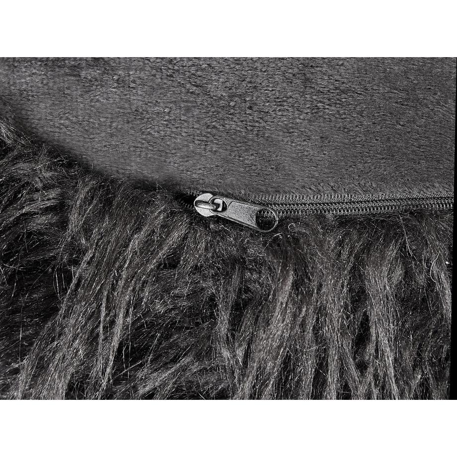 Beliani Pouf en Fourrure synthétique Boho MUKKI  