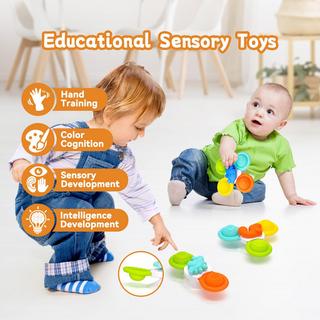 Activity-board  Jouet à ventouse pour bébé, jouet de bain en silicone 3 pièces avec ventouse rotative, jouet sensoriel fidget spinner 