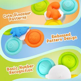 Activity-board  Jouet à ventouse pour bébé, jouet de bain en silicone 3 pièces avec ventouse rotative, jouet sensoriel fidget spinner 