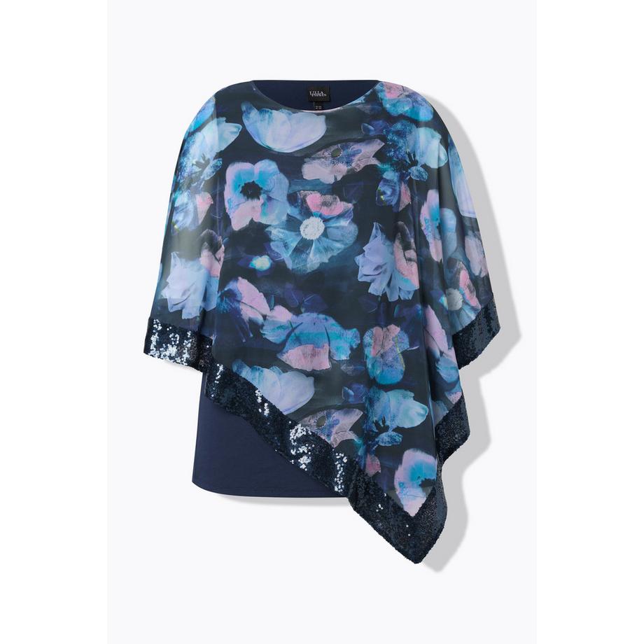 Ulla Popken Blouse Voile Mousseline Encolure Bateau Manches 3/4  