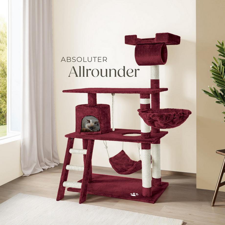 Tectake  Arbre à chat MARCEL 141 cm avec griffoir et plateforme d'escalade 