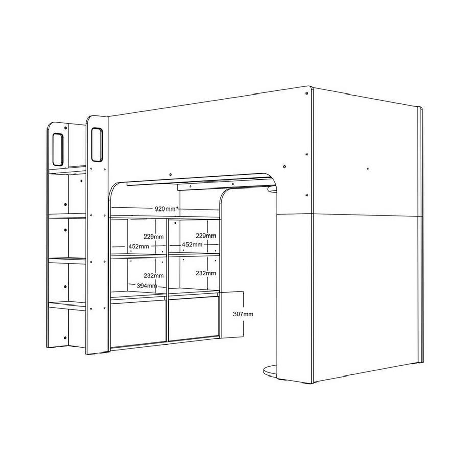 Vente-unique Letto a soppalco 90 x 190 cm Con vani portaoggetti Bianco - COLUMI  