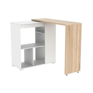 Vente-unique Mobile da bar girevole Bianco e Rovere SATURNE  