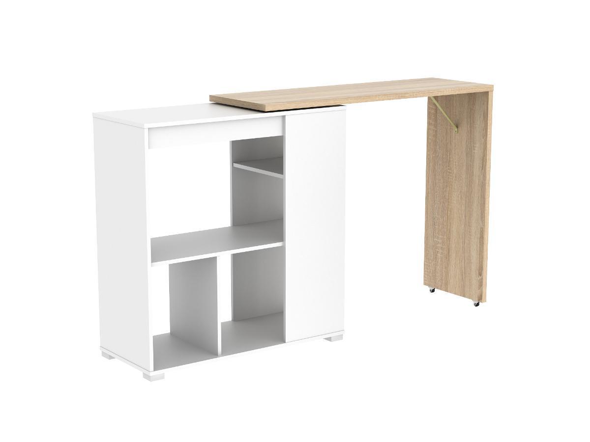 Vente-unique Mobile da bar girevole Bianco e Rovere SATURNE  