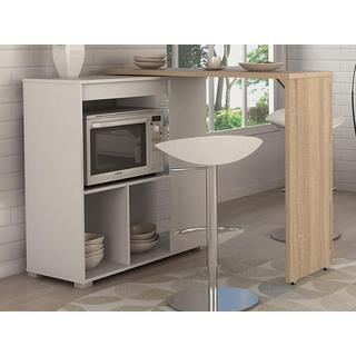 Vente-unique Mobile da bar girevole Bianco e Rovere SATURNE  