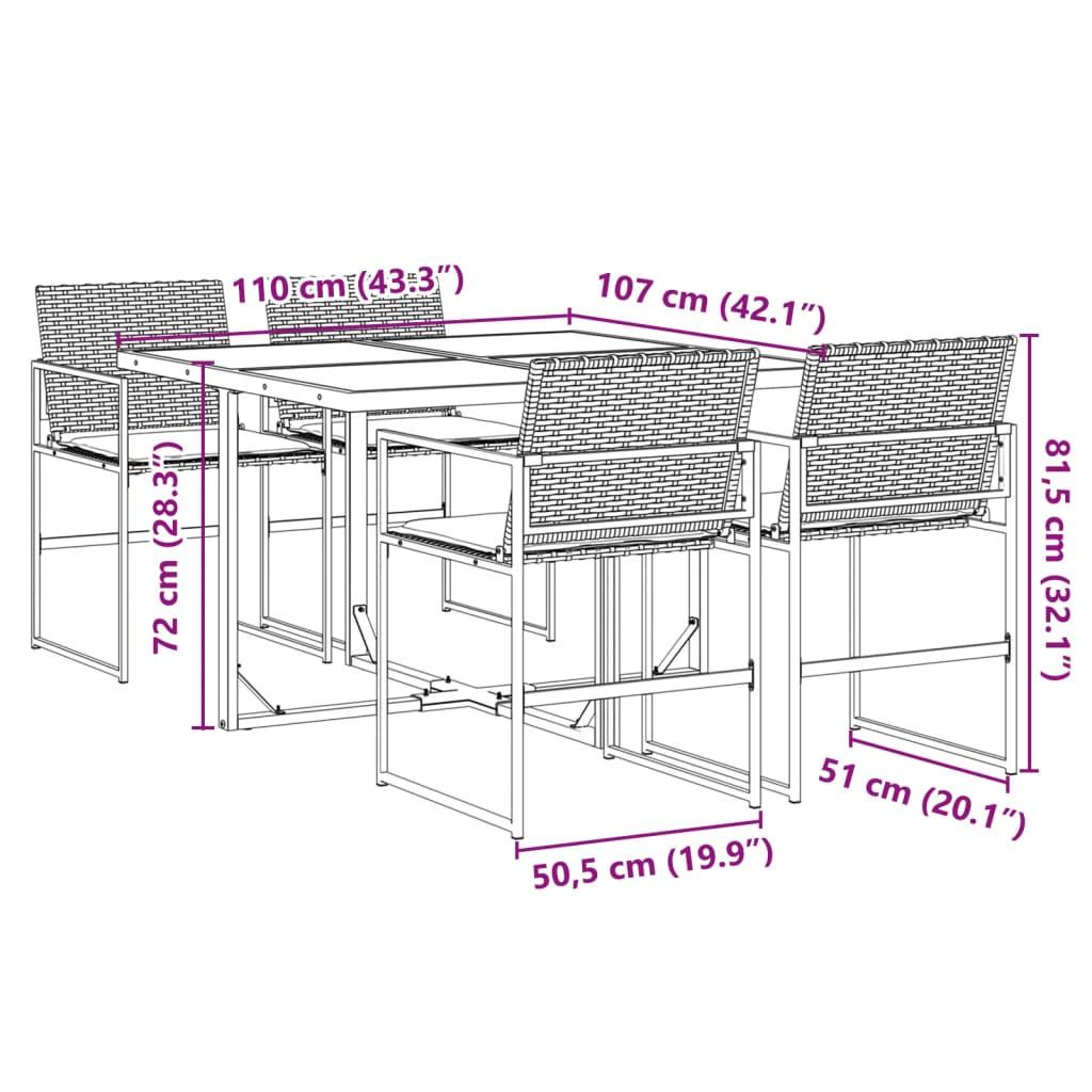 VidaXL set da pranzo da giardino Polirattan  