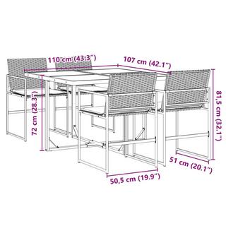 VidaXL set da pranzo da giardino Polirattan  