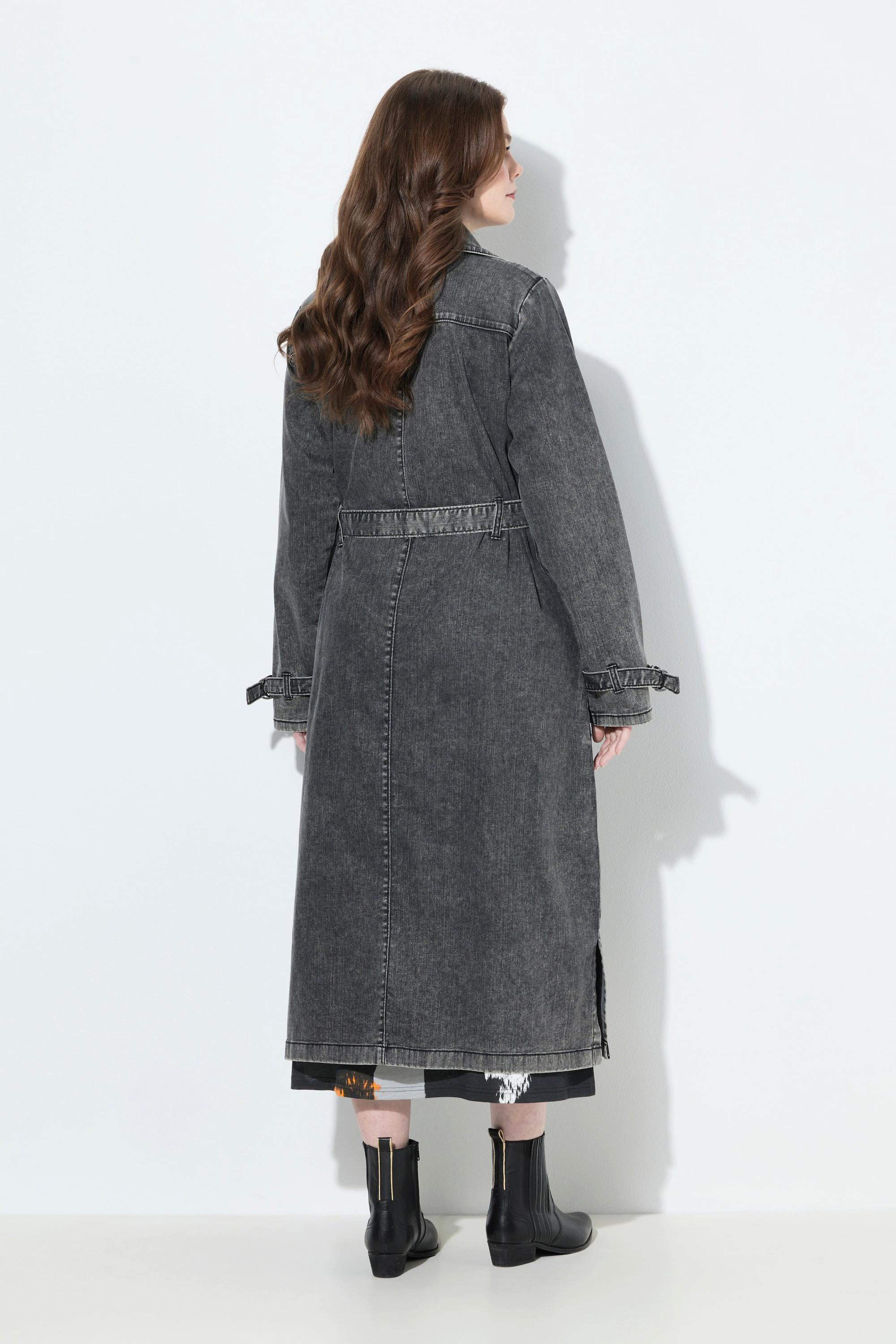 Ulla Popken Jeans Trenchcoat Reverskragen Vintage Doppelreihig  