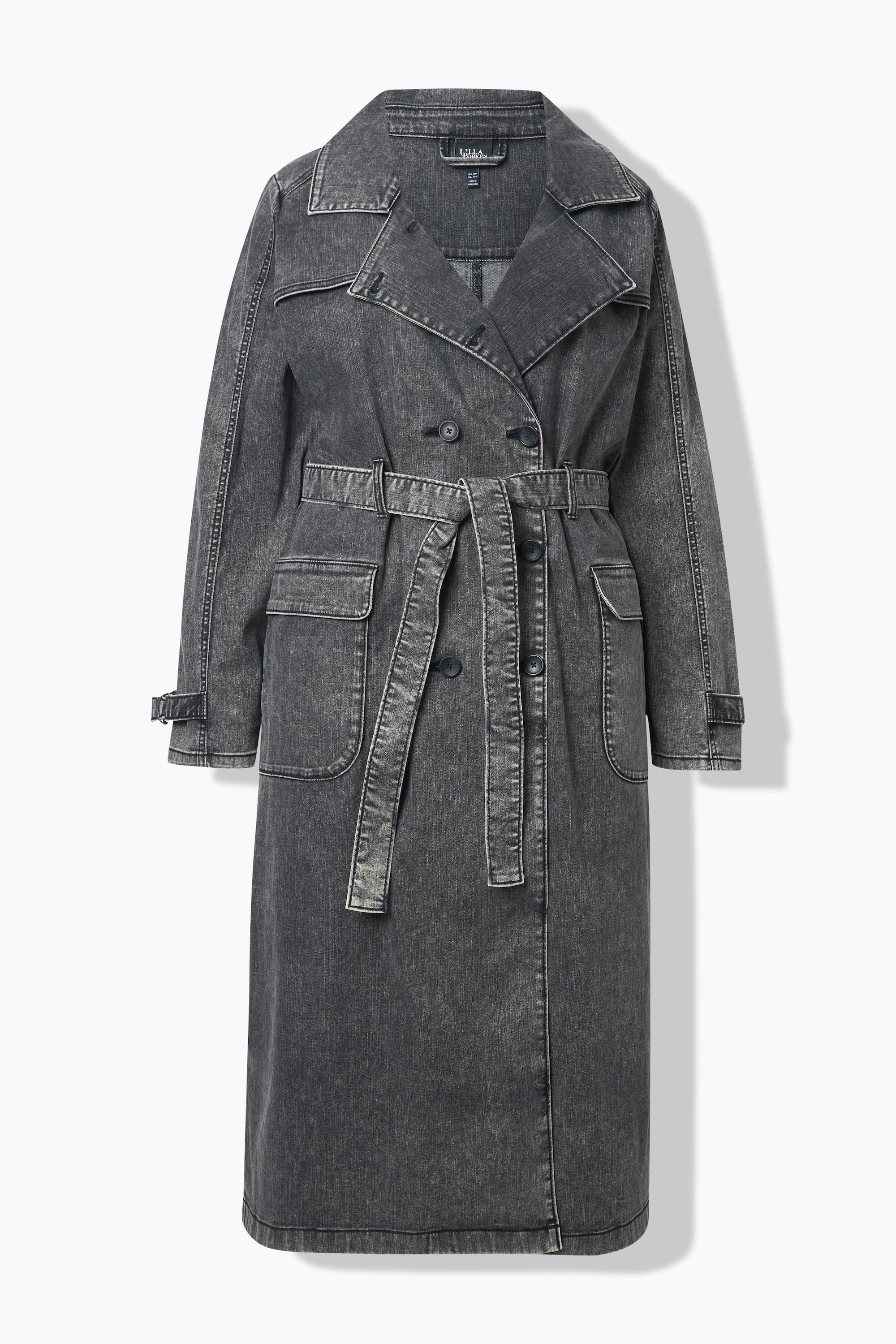 Ulla Popken Jeans Trenchcoat Reverskragen Vintage Doppelreihig  