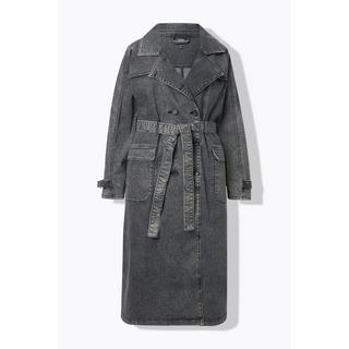 Ulla Popken Jeans Trenchcoat Reverskragen Vintage Doppelreihig  