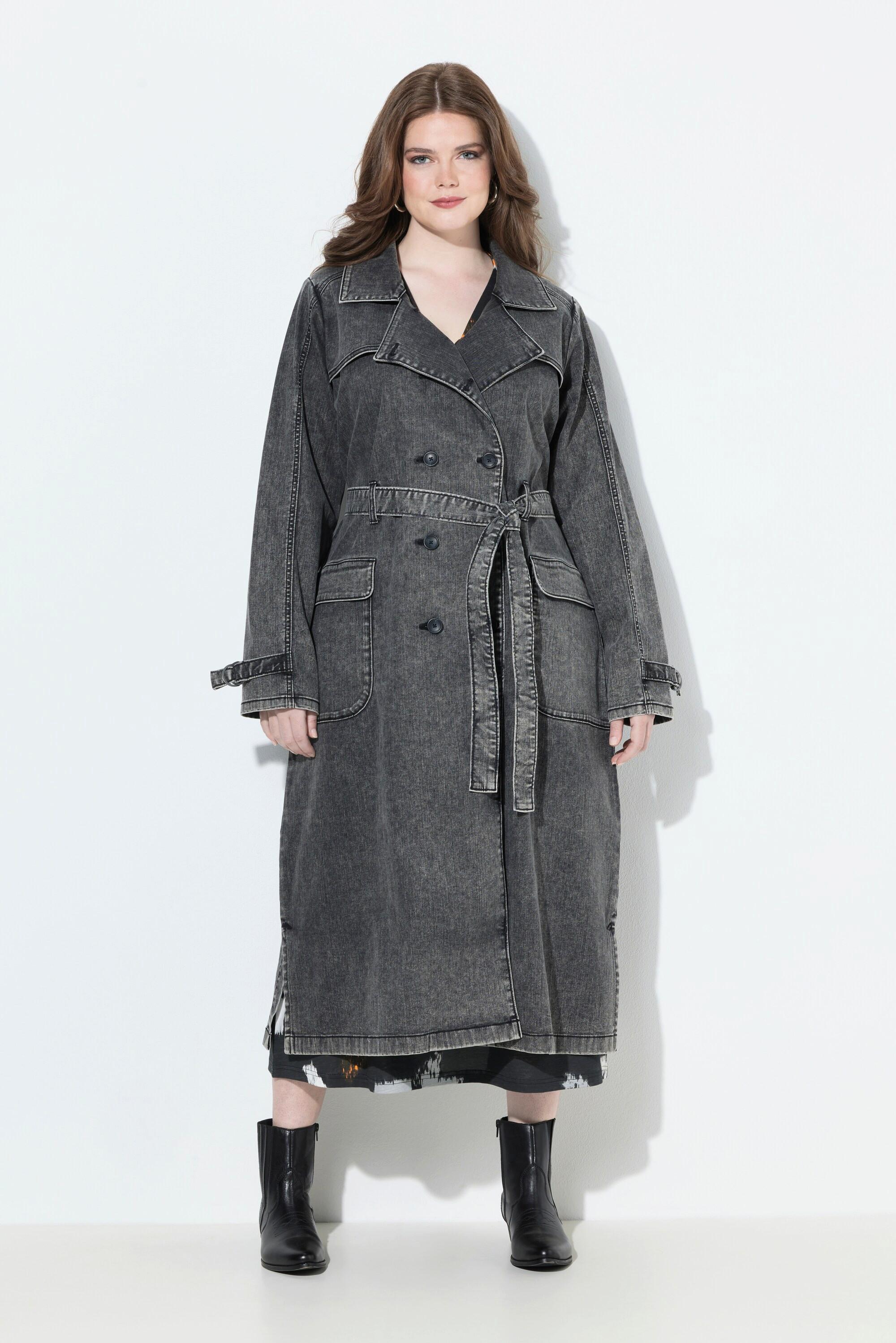 Ulla Popken Jeans Trenchcoat Reverskragen Vintage Doppelreihig  