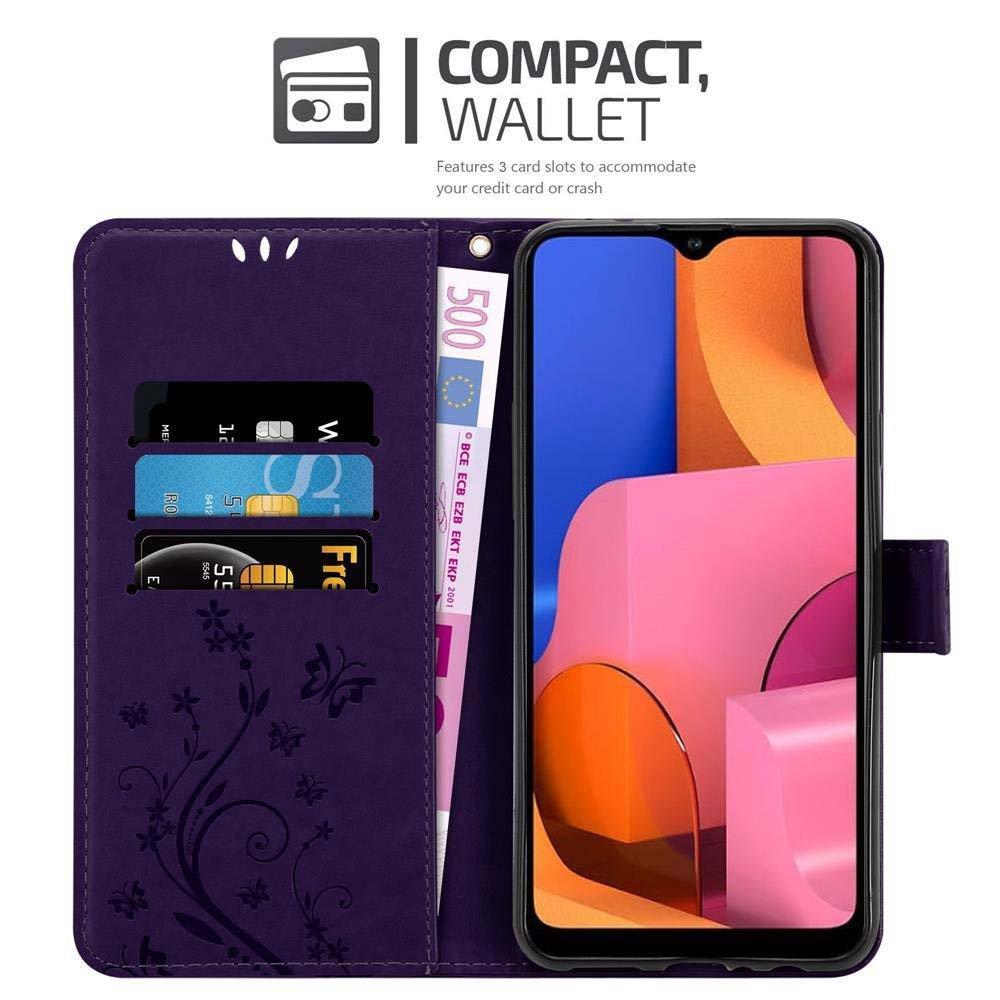 Cadorabo  Housse compatible avec Samsung Galaxy A20s - Coque de protection au design floral avec fermeture magnétique, fonction de support et emplacements pour cartes 