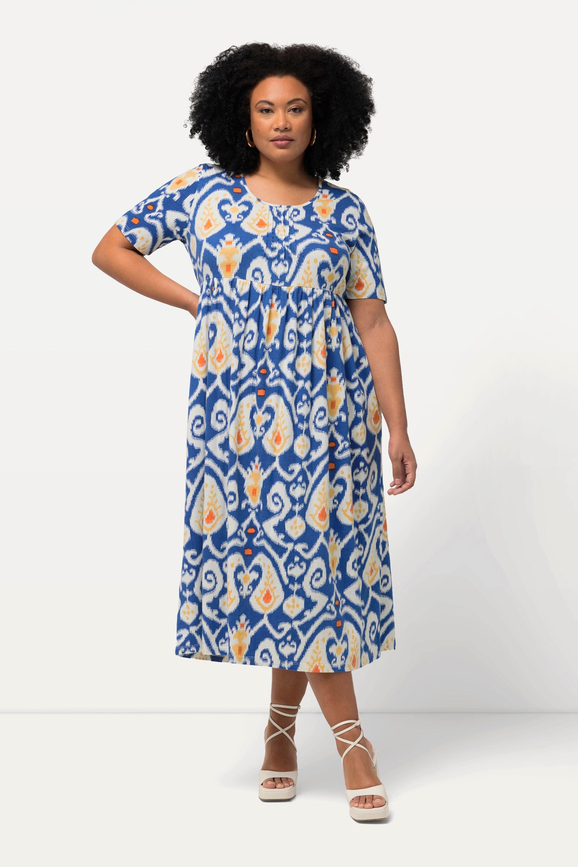 Ulla Popken  Jerseykleid, Paisley, A-Linie, Rundhals, Halbarm 