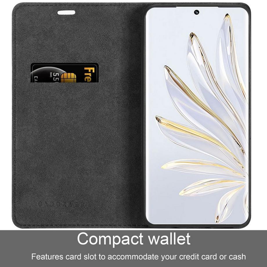 Cadorabo  Hülle für Honor 70 in NACHT SCHWARZ - Schutzhülle mit Magnetverschluss, Standfunktion und Kartenfach 