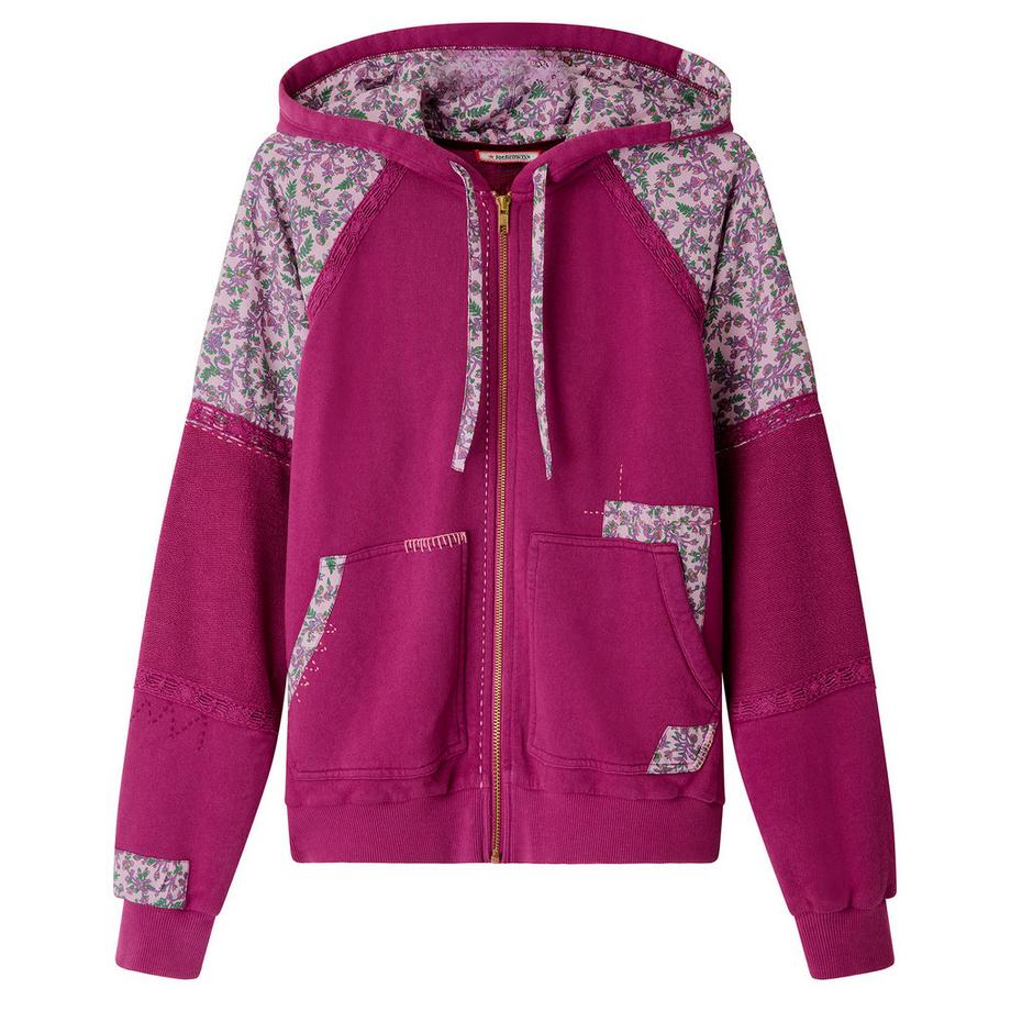 Joe Browns Patchwork-Kapuzenjacke mit Reißverschluss und Stickereidetail  