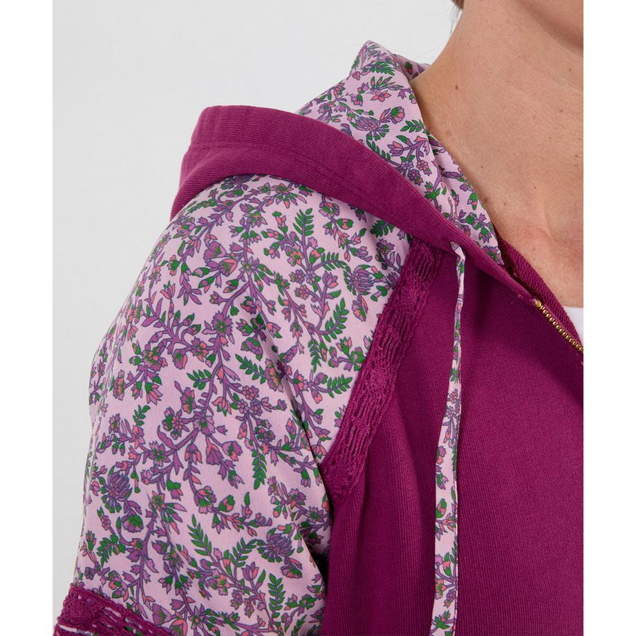 Joe Browns Patchwork-Kapuzenjacke mit Reißverschluss und Stickereidetail  