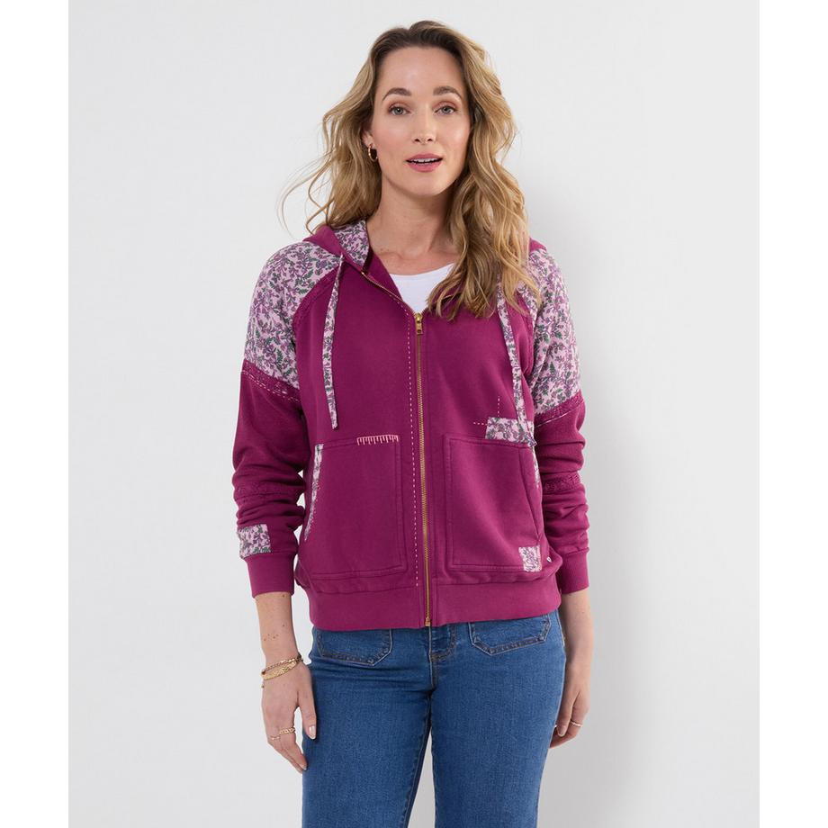 Joe Browns Patchwork-Kapuzenjacke mit Reißverschluss und Stickereidetail  