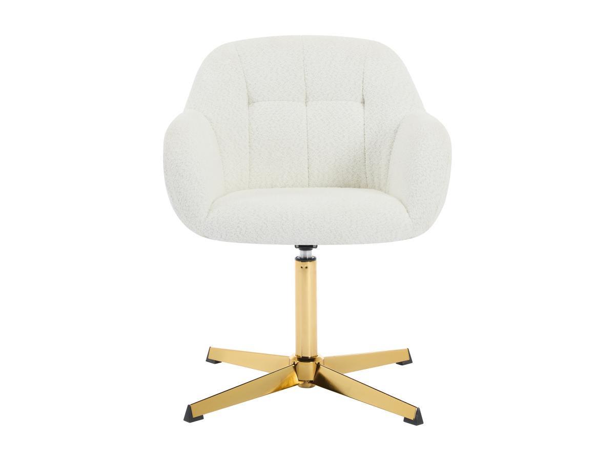PASCAL MORABITO Sedia da ufficio in Tessuto bouclette Bianco e Dorato - LANCIEGA di PASCAL MORABITO  