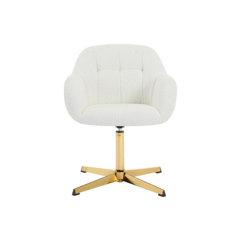 PASCAL MORABITO Chaise de bureau en tissu bouclette - Blanc et doré - LANCIEGA de Pascal Morabito  
