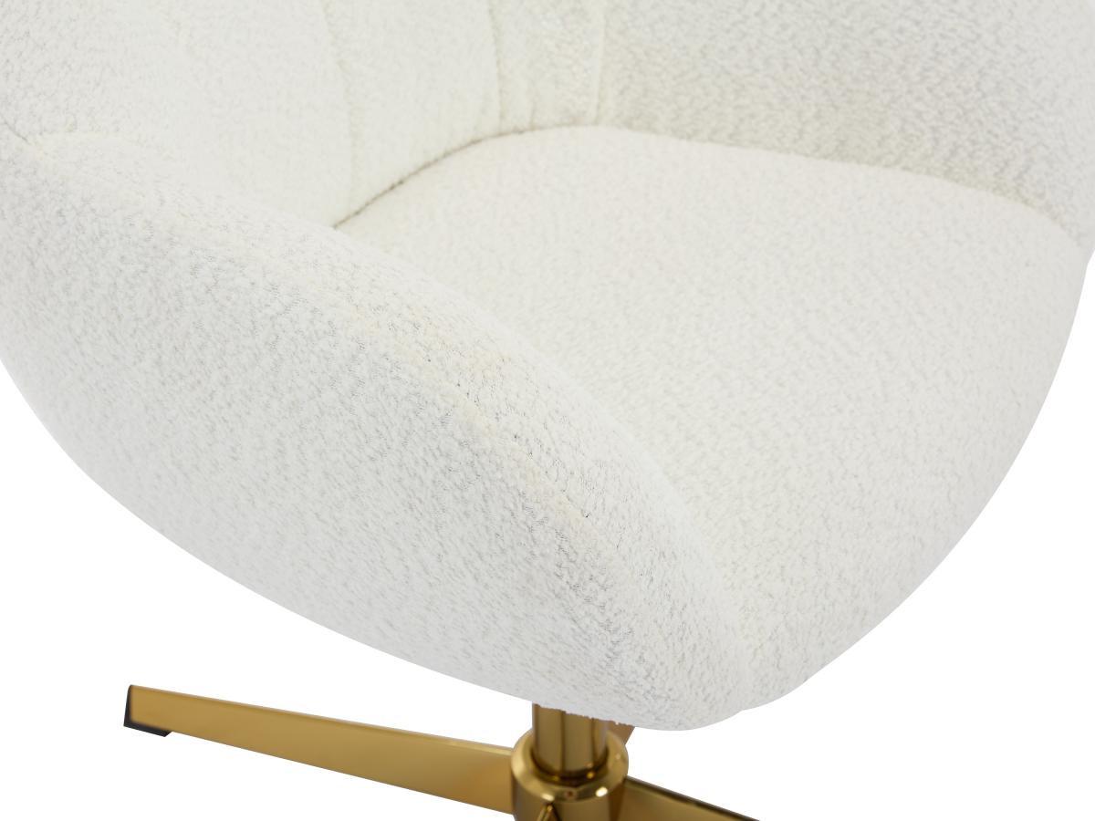 PASCAL MORABITO Sedia da ufficio in Tessuto bouclette Bianco e Dorato - LANCIEGA di PASCAL MORABITO  