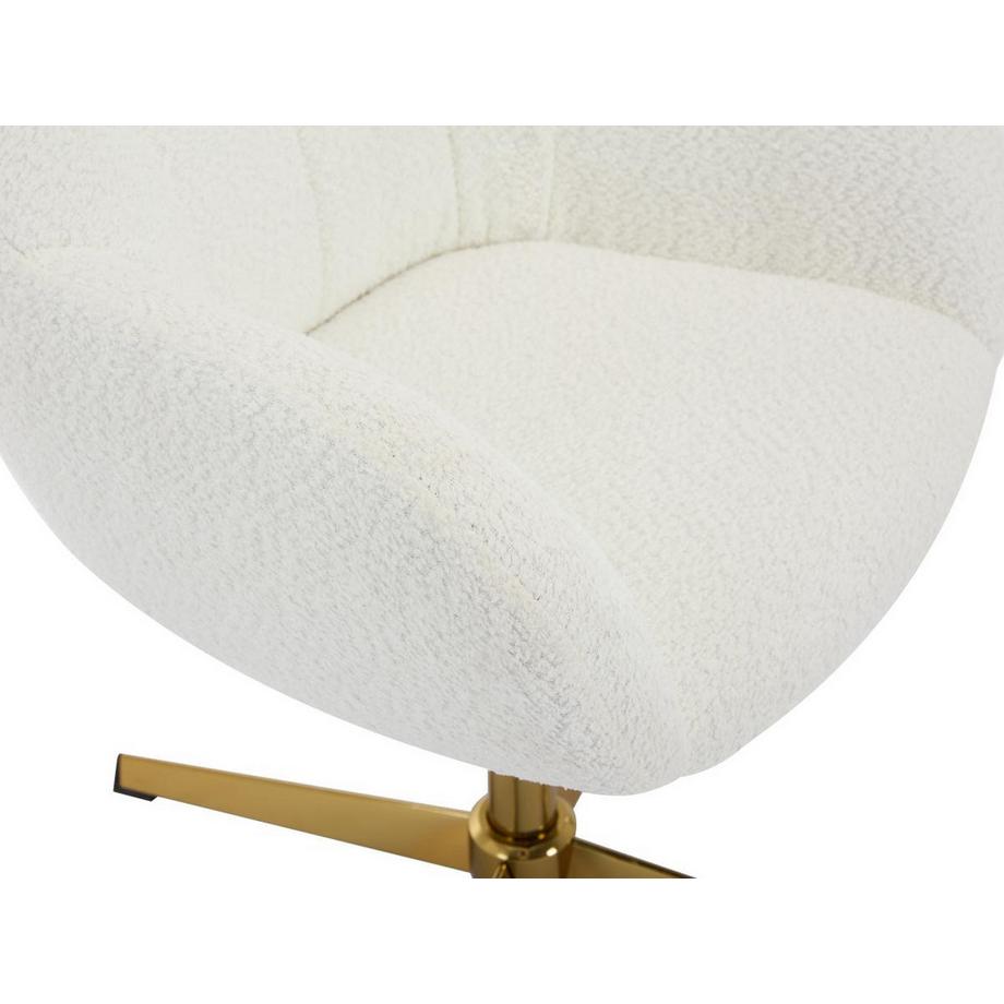 PASCAL MORABITO Chaise de bureau en tissu bouclette - Blanc et doré - LANCIEGA de Pascal Morabito  