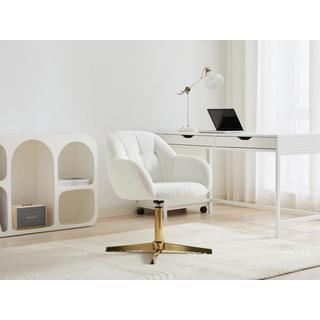 PASCAL MORABITO Sedia da ufficio in Tessuto bouclette Bianco e Dorato - LANCIEGA di PASCAL MORABITO  