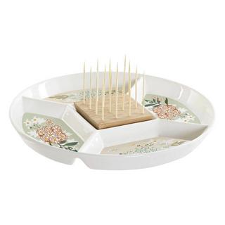 Northio Assiette Snack avec 5 Sections et Cure-Dents - Ronde  