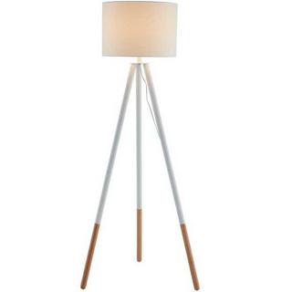 mutoni Lampada da terra, struttura in legno, rovere, paralume in tessuto, bianco  