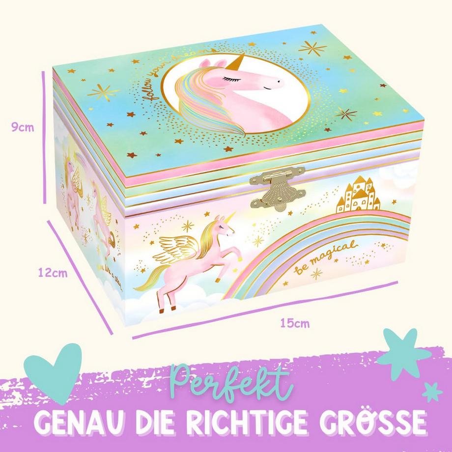 Only-bags.store  Musikalische Schmuckschatulle für Kinder - Kinderspieluhr mit drehendem Einhorn 
