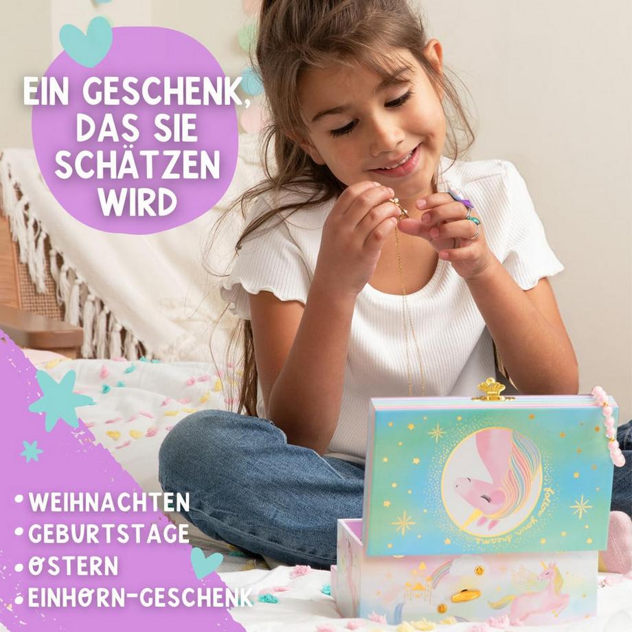 Only-bags.store  Musikalische Schmuckschatulle für Kinder - Kinderspieluhr mit drehendem Einhorn 