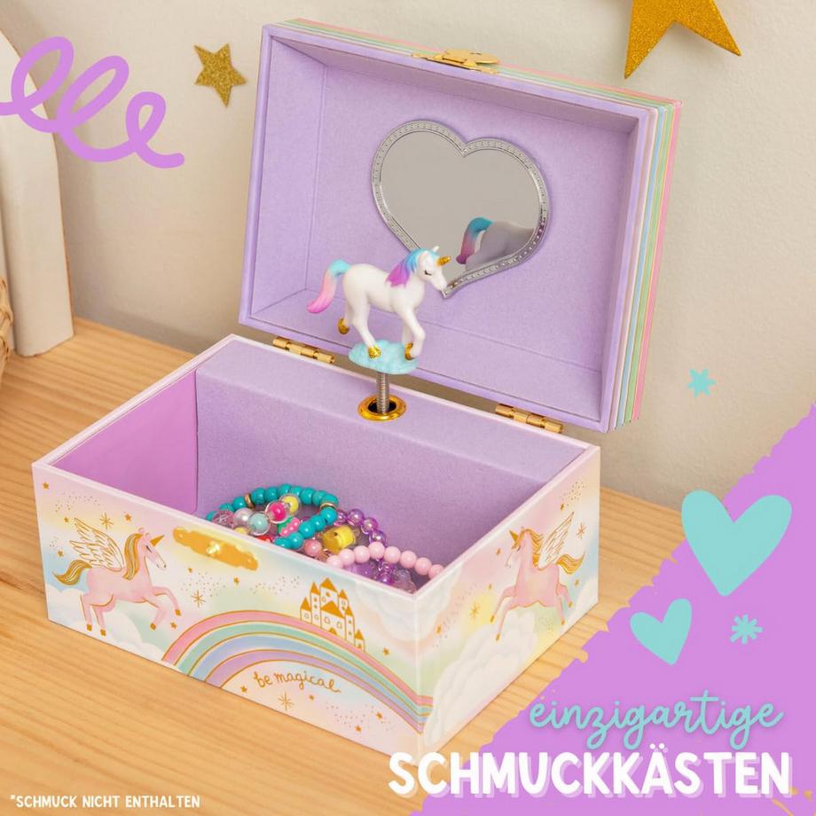 Only-bags.store  Musikalische Schmuckschatulle für Kinder - Kinderspieluhr mit drehendem Einhorn 